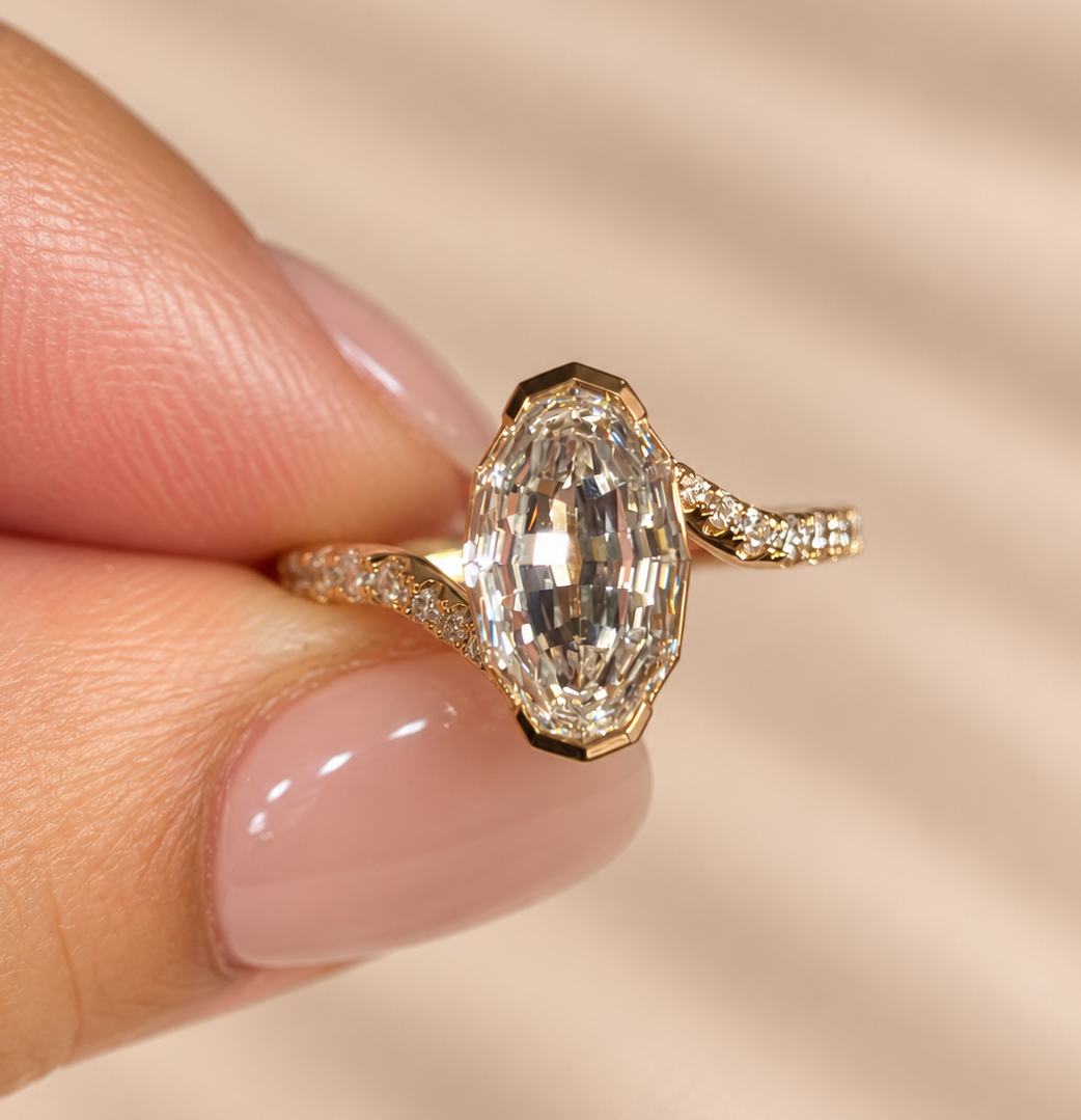 2.38 Carat Step Cut Oval Diamond Engagement Ring